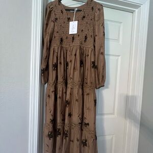 NWT Brown Floral Maxi Dress